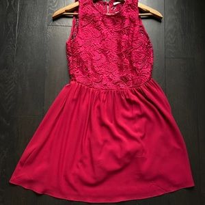 Red dress with lace detailed top